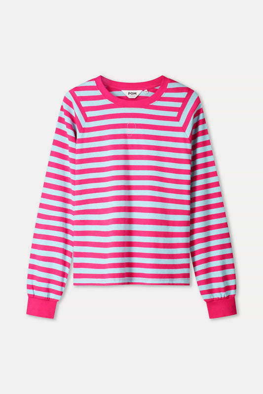 POM Amsterdam Longsleeves LONGSLEEVE - Striped Bright Rose Blue