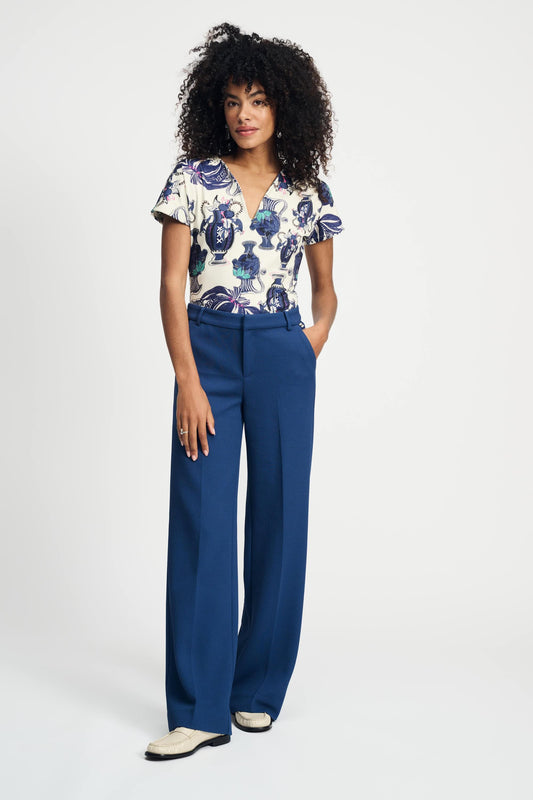 POM Amsterdam Pants Blue / 34 PANTALON - Wide Leg Sapphire Blue