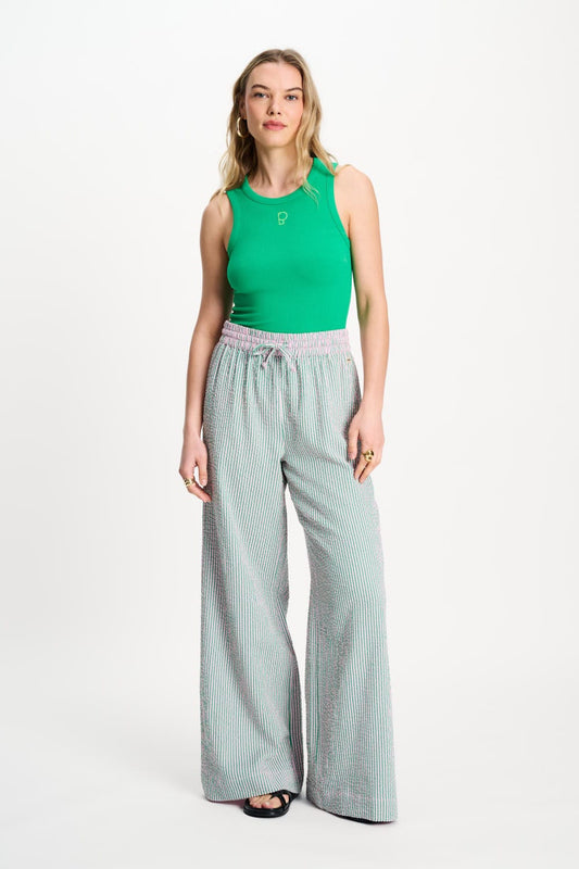 POM Amsterdam Pants Multi colour / 34 PANTALON - Seersucker Green Pink