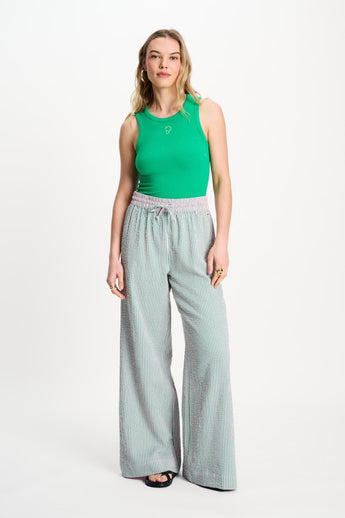 POM Amsterdam Pants Multi colour / 34 PANTALON - Seersucker Green Pink