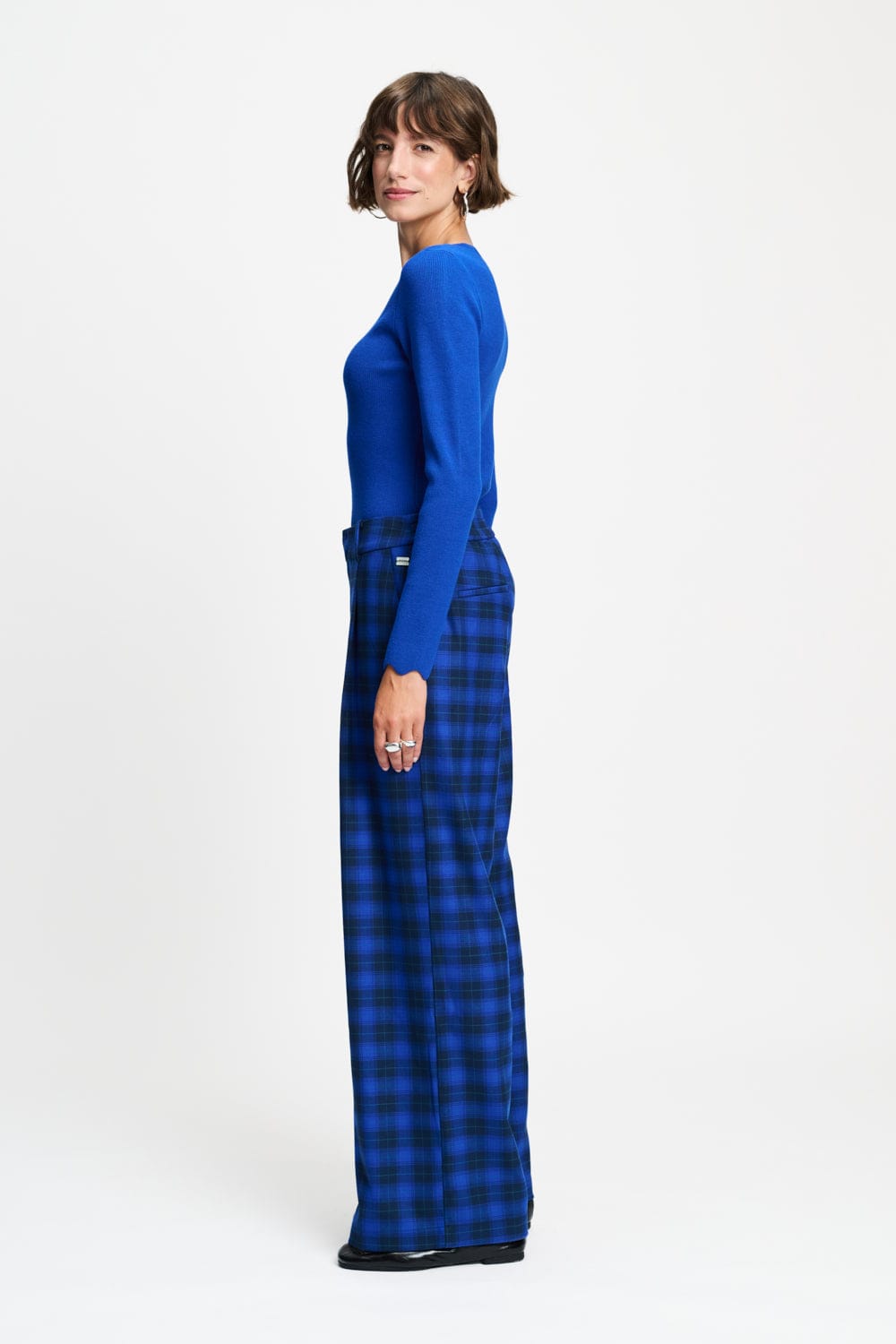 POM Amsterdam Pants PANTALON - Charlie Check Blue