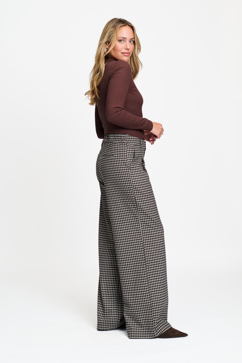 POM Amsterdam Pants PANTALON - Charlie Check Brown