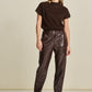 POM Amsterdam Pants PANTALON - Faux Leather Brown