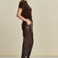 POM Amsterdam Pants PANTALON - Faux Leather Brown