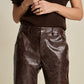 POM Amsterdam Pants PANTALON - Faux Leather Brown