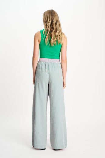 POM Amsterdam Pants PANTALON - Seersucker Green Pink