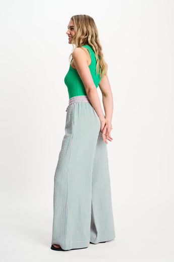 POM Amsterdam Pants PANTALON - Seersucker Green Pink