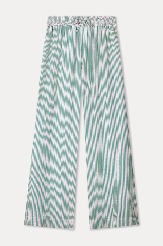 POM Amsterdam Pants PANTALON - Seersucker Green Pink