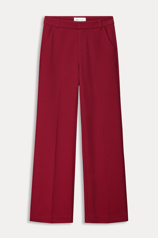 POM Amsterdam Pants PANTALON - Wide Leg Burgundy Red