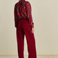 POM Amsterdam Pants PANTALON - Wide Leg Burgundy Red