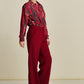 POM Amsterdam Pants PANTALON - Wide Leg Burgundy Red