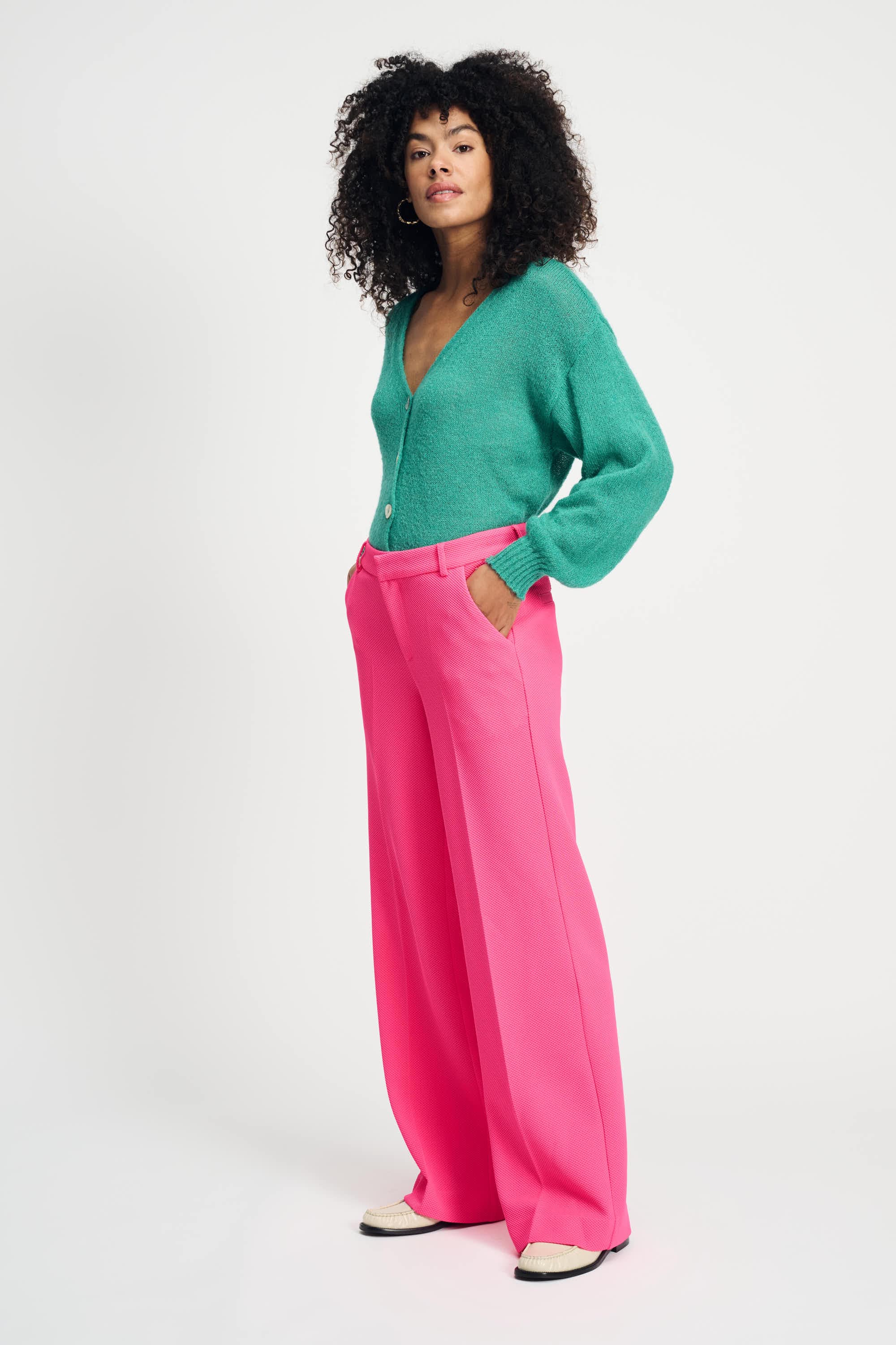 POM Amsterdam Pants Pink / 34 PANTALON - Wide Leg Vibrant Pink