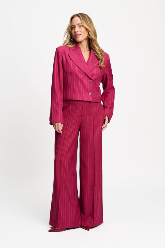 POM Amsterdam Pants Red / 34 PANTALON - Jess Striped Burgundy Red