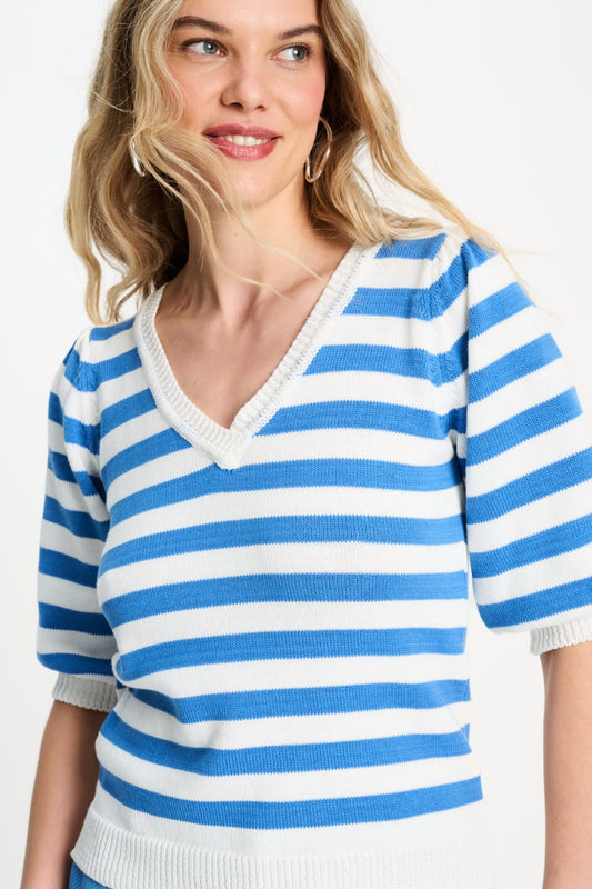POM Amsterdam Pullovers Blue / 34 PULLOVER - Striped Smashing Blue