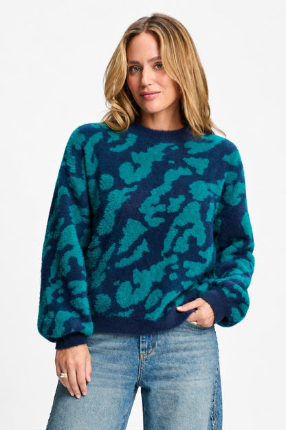 POM Amsterdam Pullovers Green / 34 PULLOVER - Frida Animal Teal Green