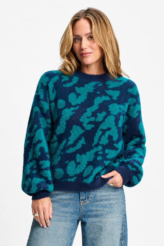 POM Amsterdam Pullovers Green / 34 PULLOVER - Frida Animal Teal Green