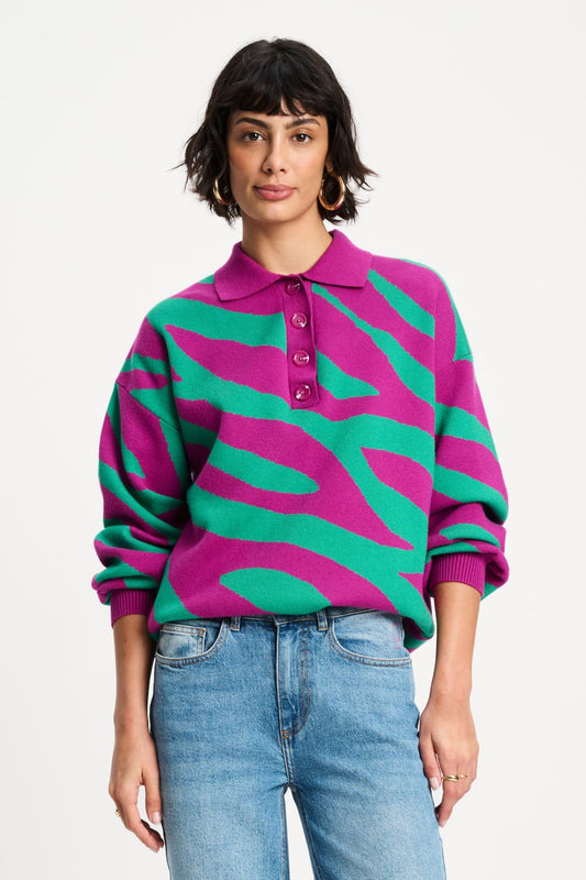 POM Amsterdam Pullovers Multi colour / 34 PULL - Polo Animal Purple