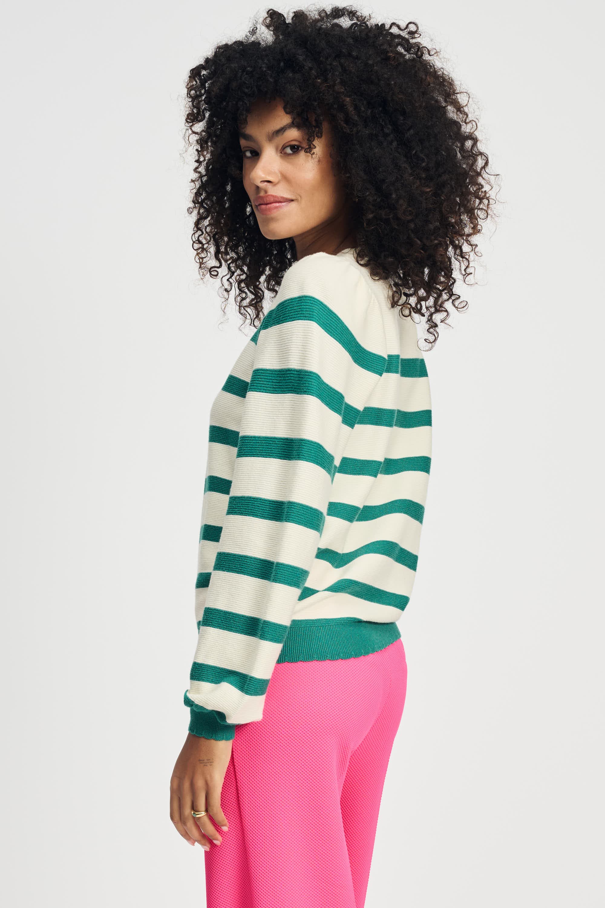 POM Amsterdam Pullovers PULL - Striped Fresh Green