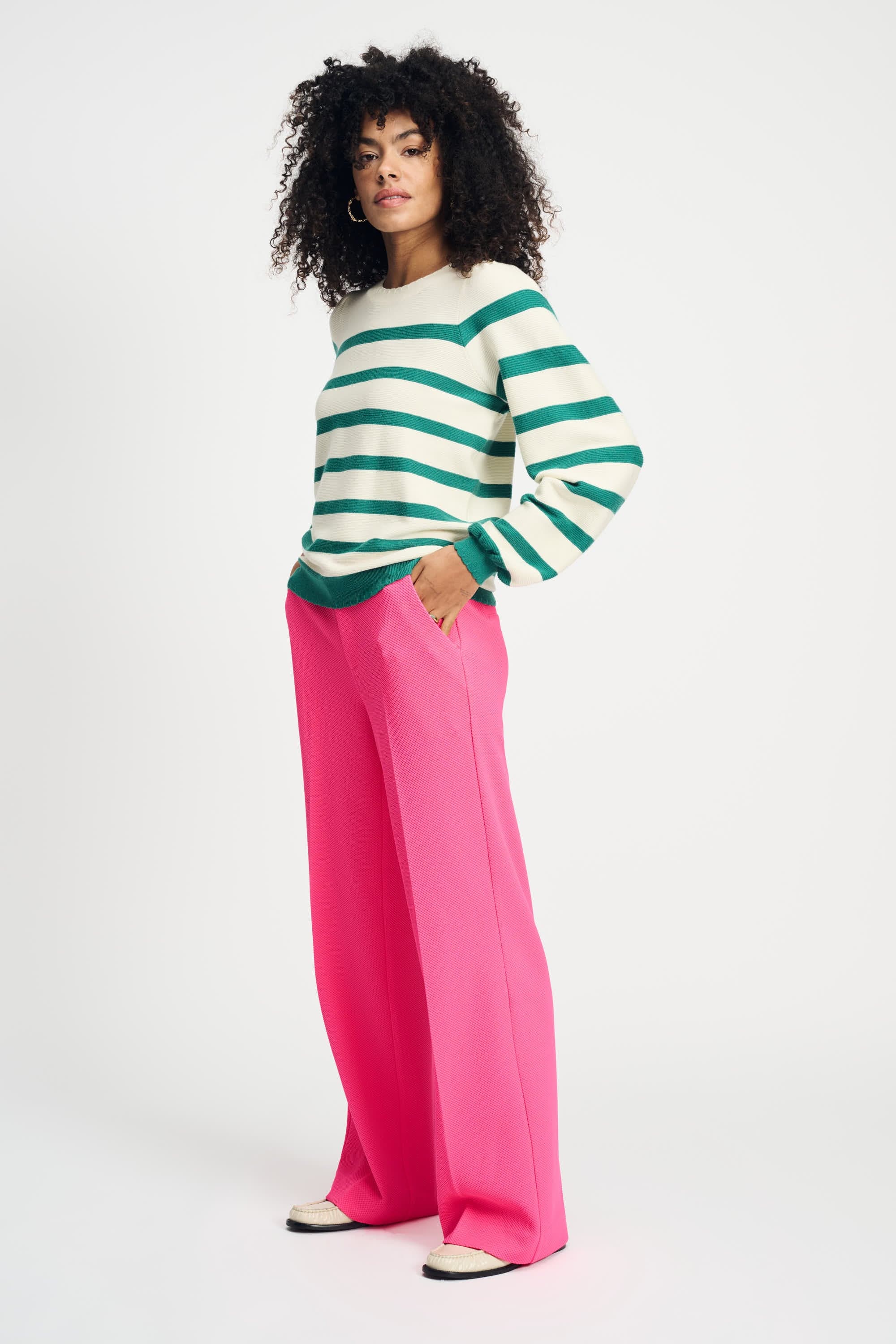 POM Amsterdam Pullovers PULL - Striped Fresh Green