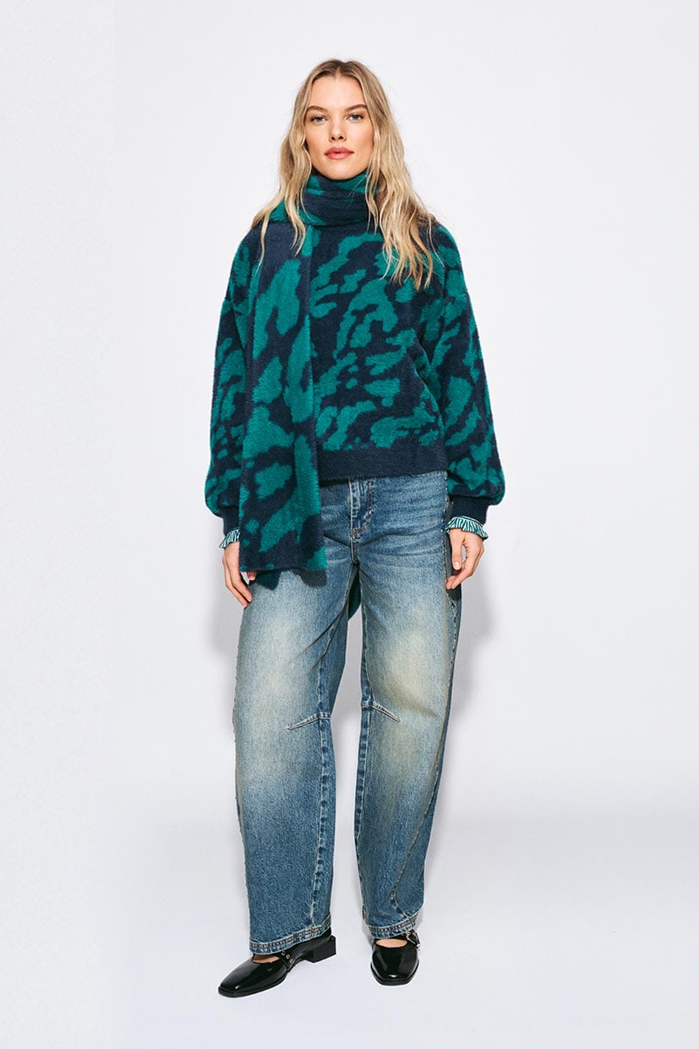 POM Amsterdam Pullovers PULLOVER - Frida Animal Teal Green