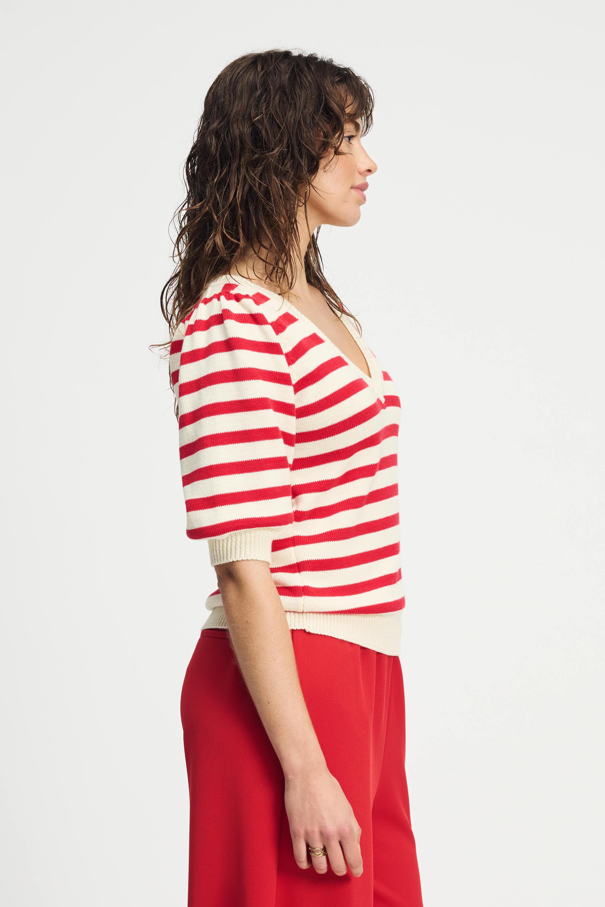 POM Amsterdam Pullovers PULLOVER - Striped Scarlet Red