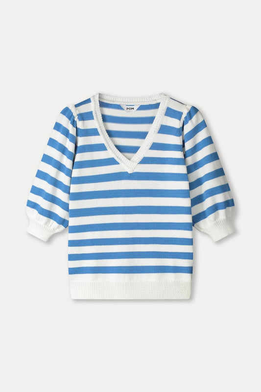 POM Amsterdam Pullovers PULLOVER - Striped Smashing Blue