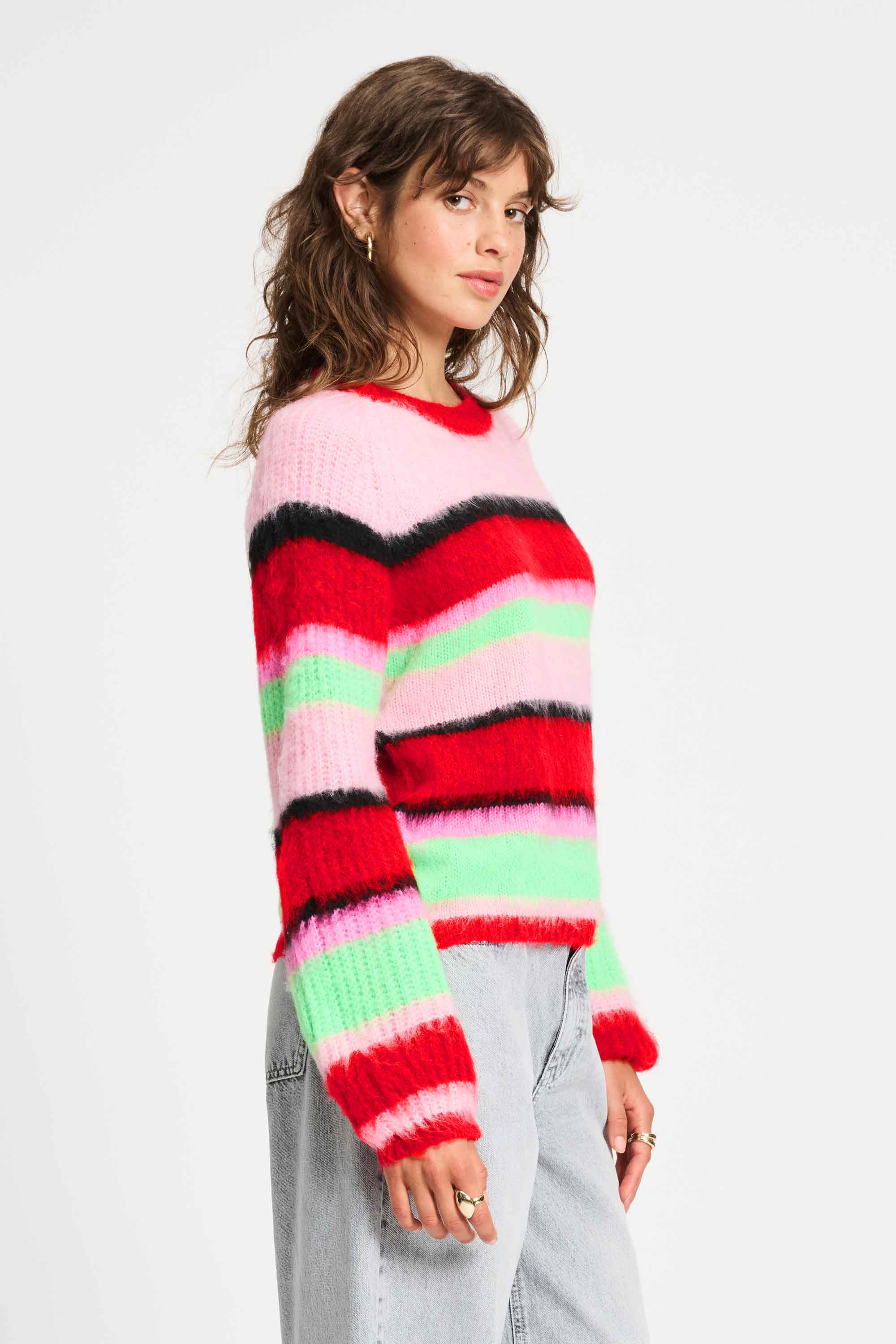 POM Amsterdam Pullovers SWEATER - Brushed Stripes Green