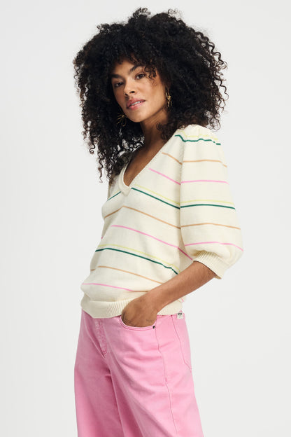 POM Amsterdam Pullovers White / 34 PULLOVER - Striped Multi