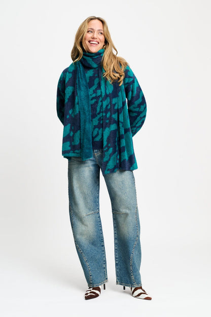 POM Amsterdam Scarves Green / OS ÉCHARPE - Lou Animal Teal Green