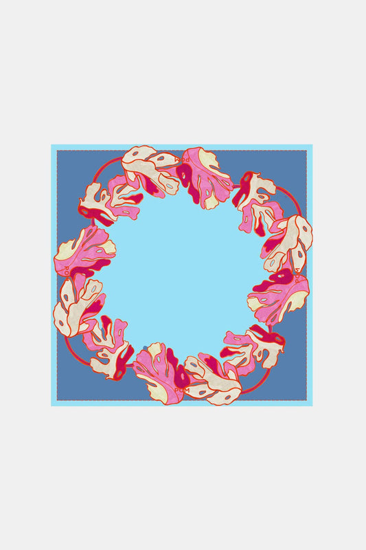 POM Amsterdam Shawls Blue / OS SHAWL - Urban Flora Blue Petite