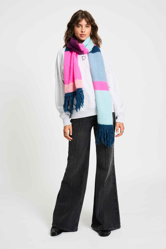 POM Amsterdam Shawls Multi colour / OS ECHARPE - Brushed Stripes Blue