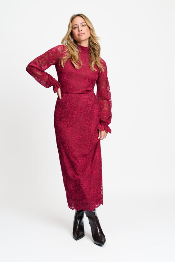 POM Amsterdam Skirts JUPE - Holly Lace Burgundy Red