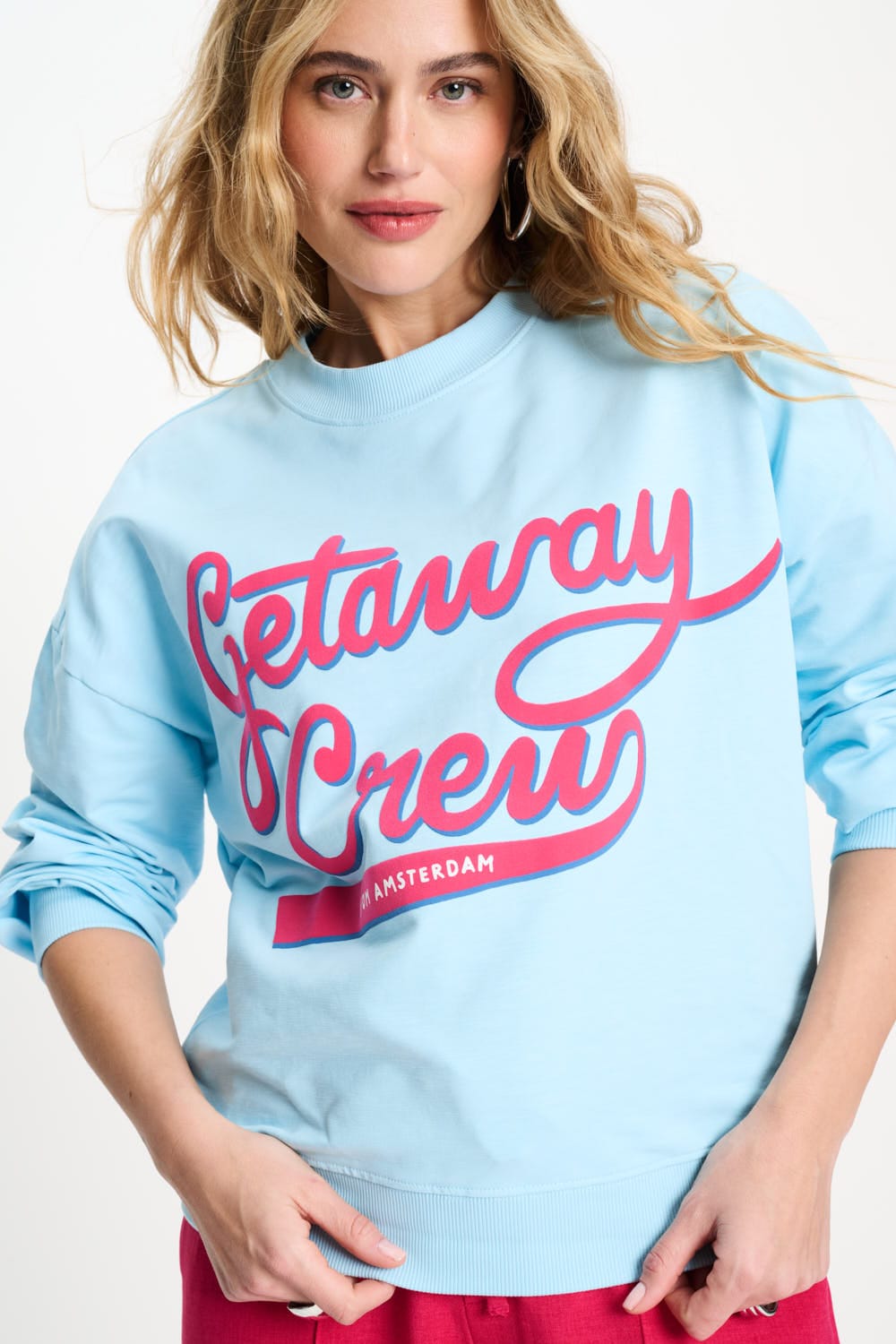 POM Amsterdam Sweaters Blue / 34 SWEATER - Getaway Crew Blue Mist
