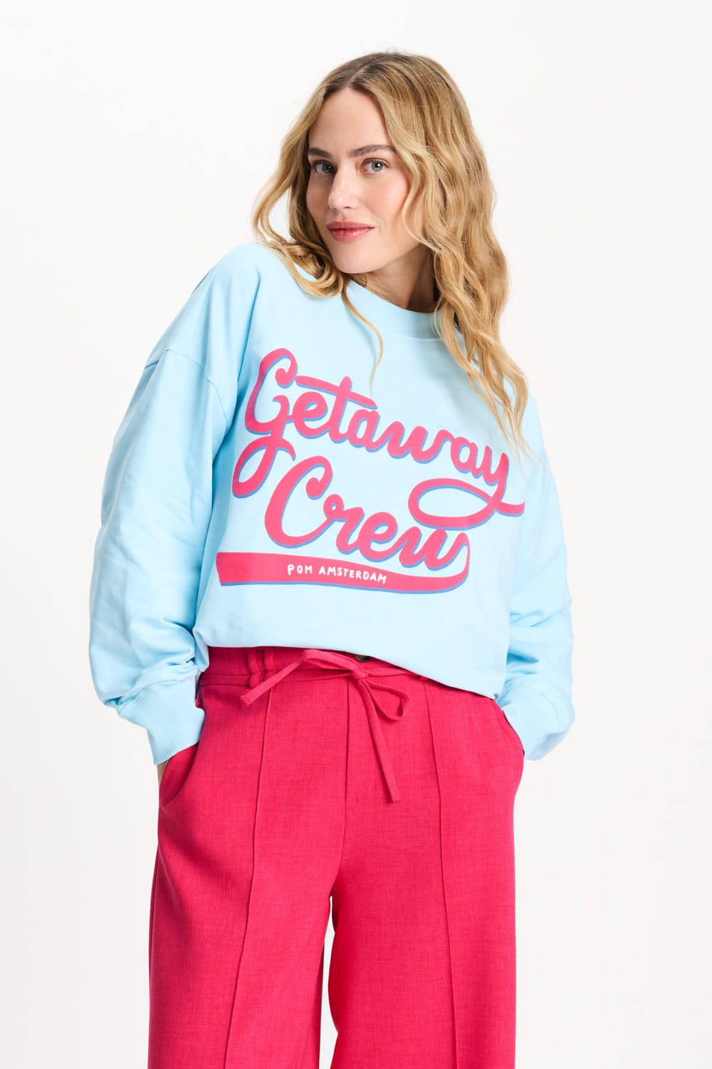 POM Amsterdam Sweaters SWEATER - Getaway Crew Blue Mist