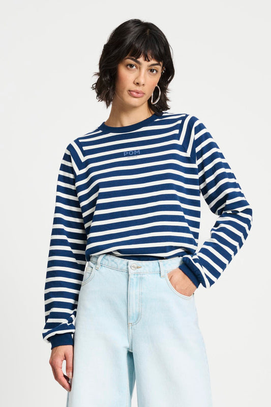 POM Amsterdam Tops Blue / 34 TOP - Striped Blue White