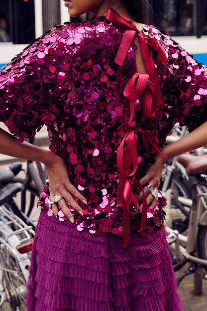 POM Amsterdam Tops Purple / 34 TOP - Nina Dark Plum