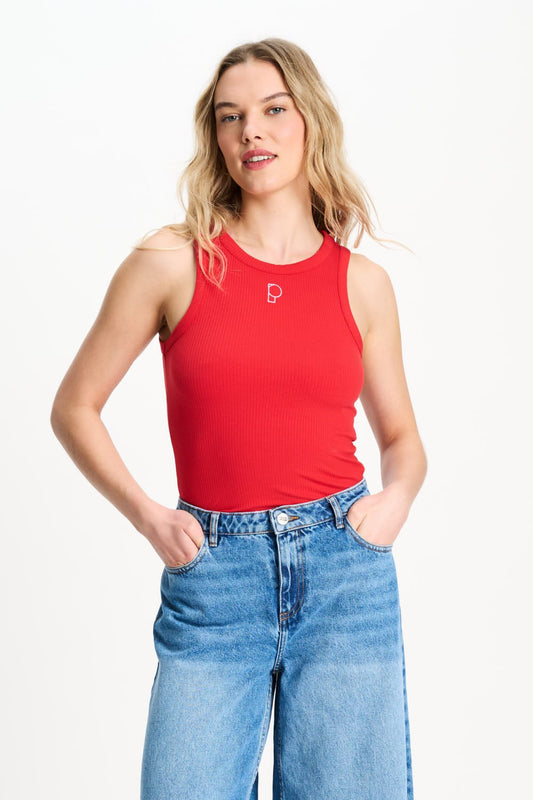 POM Amsterdam Tops Red / 34 TOP - Rib Bloom Red