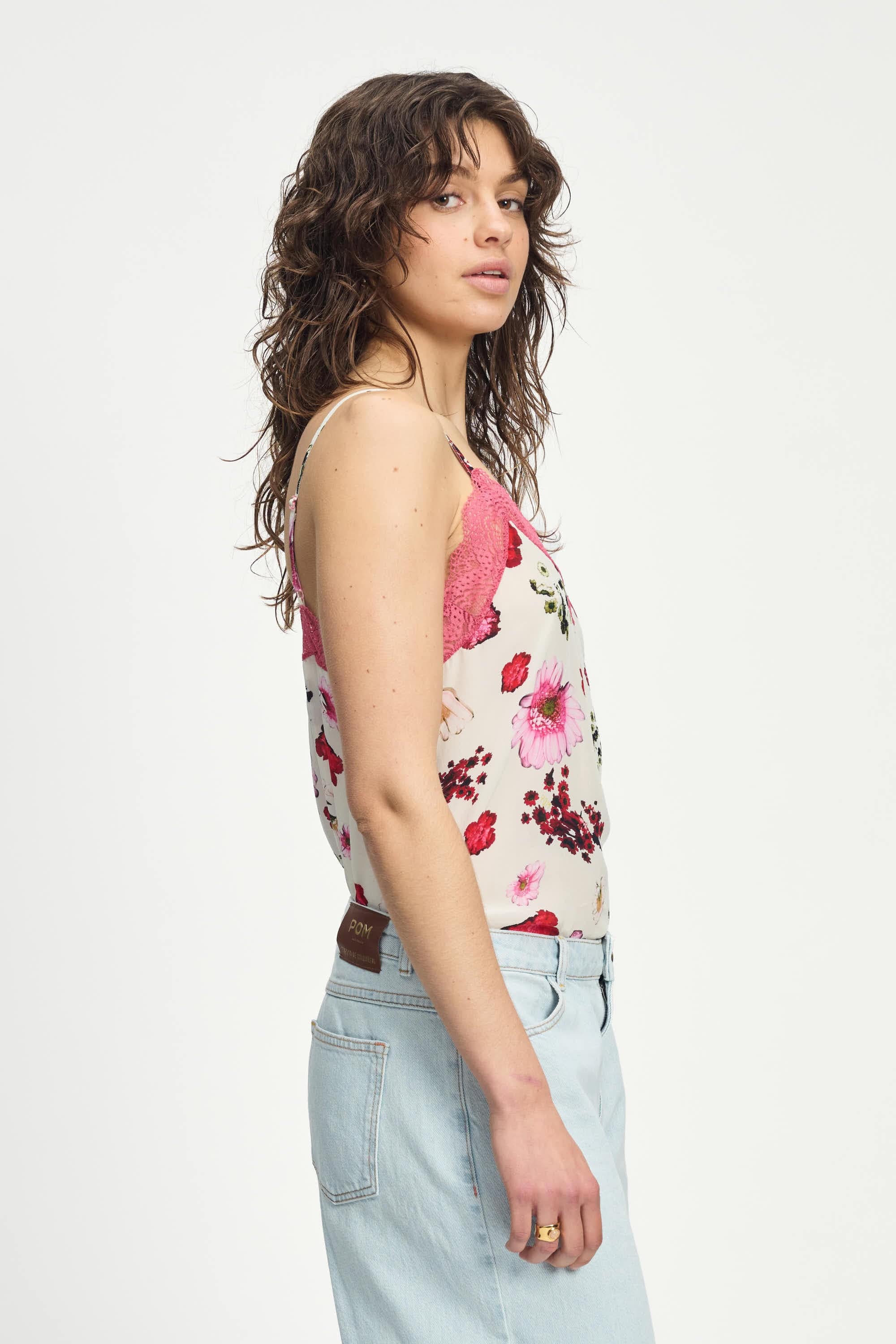 POM Amsterdam Tops TOP - Cami Bouquet Cream