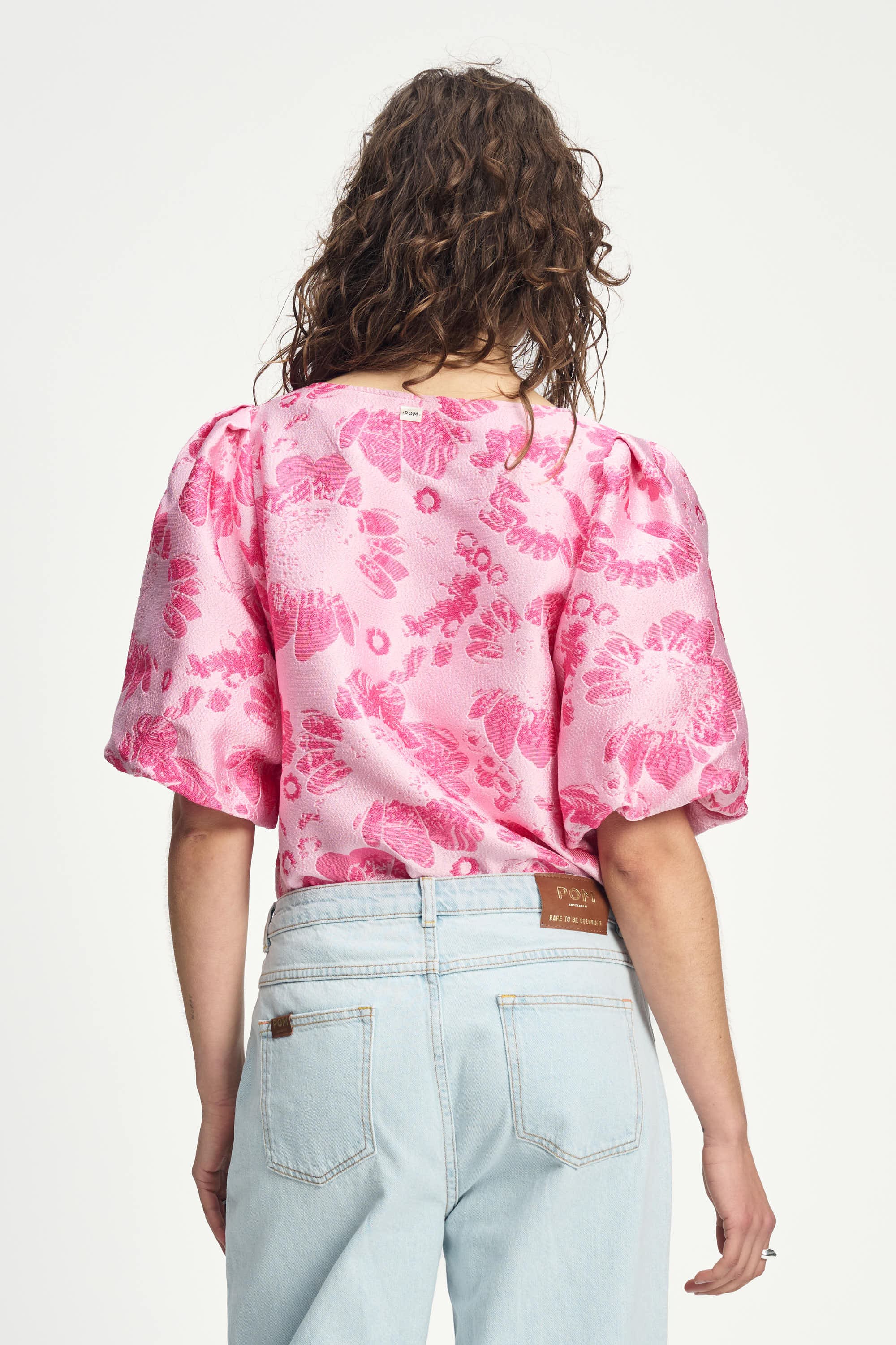 POM Amsterdam Tops TOP - Floral Jacquard Raspberry