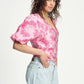 POM Amsterdam Tops TOP - Floral Jacquard Raspberry