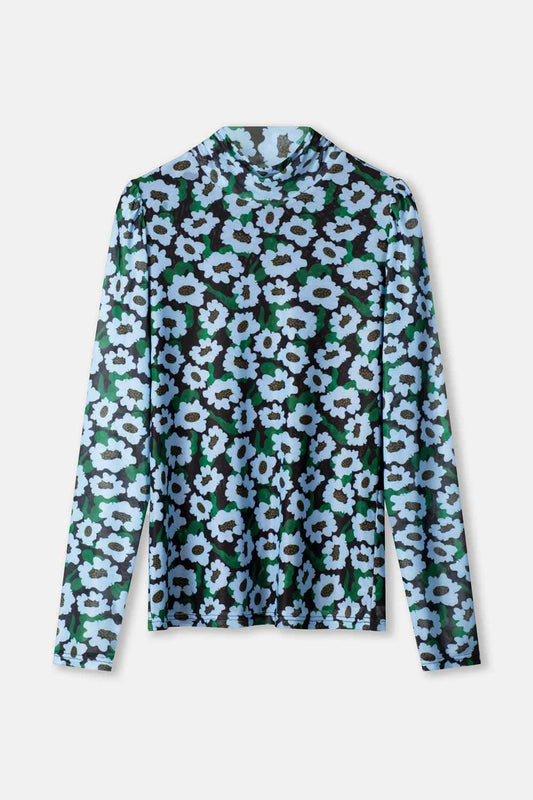 POM Amsterdam Tops TURTLENECK - Wild Flowers Blue