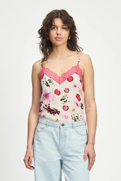 POM Amsterdam Tops White / 34 TOP - Cami Bouquet Cream