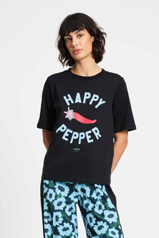 POM Amsterdam Tshirts Black / 34 TSHIRT - Garden Pepper