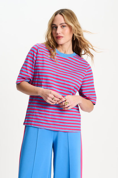 POM Amsterdam Tshirts Multi colour / 34 TSHIRT - Striped Smashing Blue Bright Rose