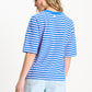 POM Amsterdam Tshirts TSHIRT - Stripe Blue Pink