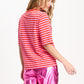 POM Amsterdam Tshirts TSHIRT - Stripe Orange Pink
