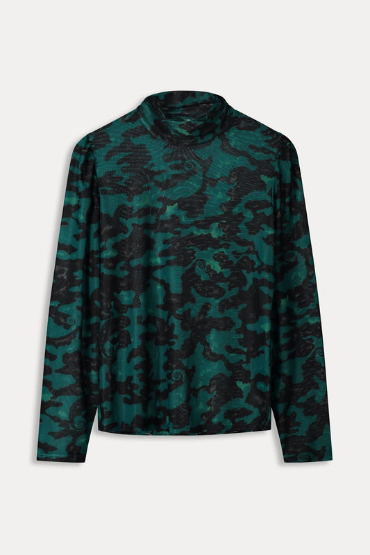 POM Amsterdam Turtlenecks TOP - Camo Teal Green