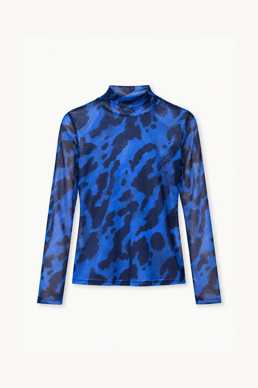 POM Amsterdam Turtlenecks TURTLENECK - Romi Mesh Animal Eternal Blue