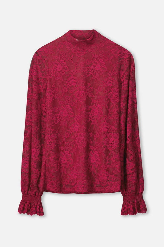 POM Amsterdam Turtlenecks TURTLENECK - Ruby Lace Burgundy Red
